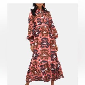 Oliphant Pink and Brown Maxi Dress Size XS